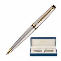 Metal Pen Ballpoint Waterman Expert - Brushed Stainless 23K Gold Plated Trim