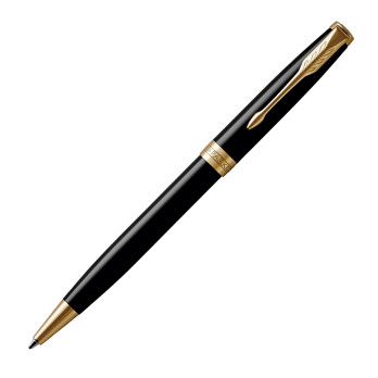 Metal Pen Ballpoint Parker Sonnet - Lacquer Black 23K Gold Plated Trim