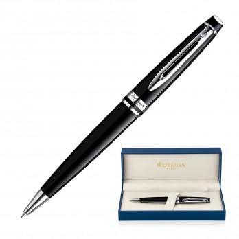 Metal Pen Ballpoint Waterman Expert - Lacquer Black Palladium Chrome Trim