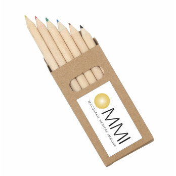 Half Pencils Colouring 6 Pack Natural Wood