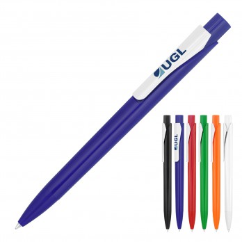 Plastic Pen Ballpoint White Romana