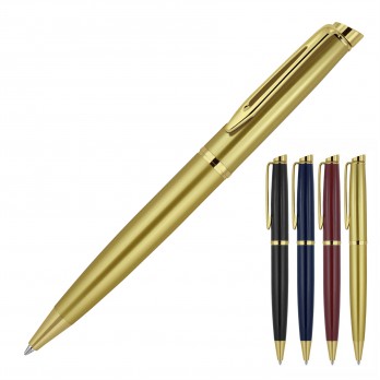 Metal Pen Ballpoint Prestige Gold Trim Hubert