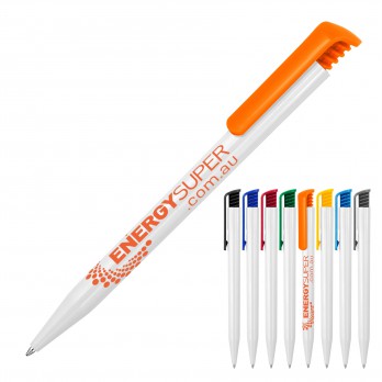 Plastic Pen Ballpoint Gloss White Tia