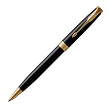 Metal Pen Ballpoint Parker Sonnet - Lacquer Black 23K Gold Plated Trim