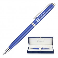 Metal Pen Ballpoint Waterman Hemisphere - Bright Blue Palladium Chrome Trim