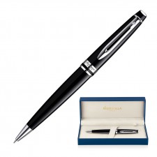 Metal Pen Ballpoint Waterman Expert - Lacquer Black Palladium Chrome Trim
