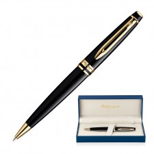 Metal Pen Ballpoint Waterman Expert - Lacquer Black 23K Gold Plated Trim