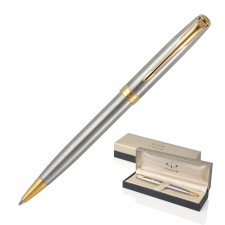 Metal Pen Ballpoint Parker Sonnet - Brushed Stainless 23K Gold Plated Trim