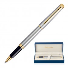 Metal Pen Rollerball Waterman Hemisphere - Brushed Stainless 23K Gold Plated Trim