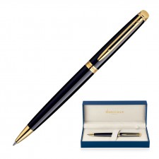 Metal Pen Ballpoint Waterman Hemisphere - Lacquer Black 23K Gold Plated Trim