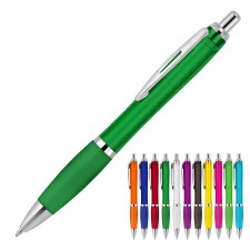 Plastic Pen Ballpoint Rubberised Grip Transparent Cara