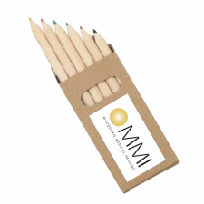 Half Pencils Colouring 6 Pack Natural Wood