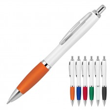 Plastic Pen Ballpoint Silicone Grip White Cara