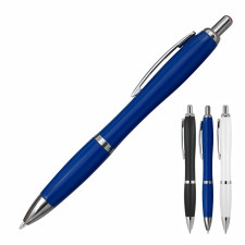 Plastic Pen Ballpoint Solid Colours Cara - BLUE INK
