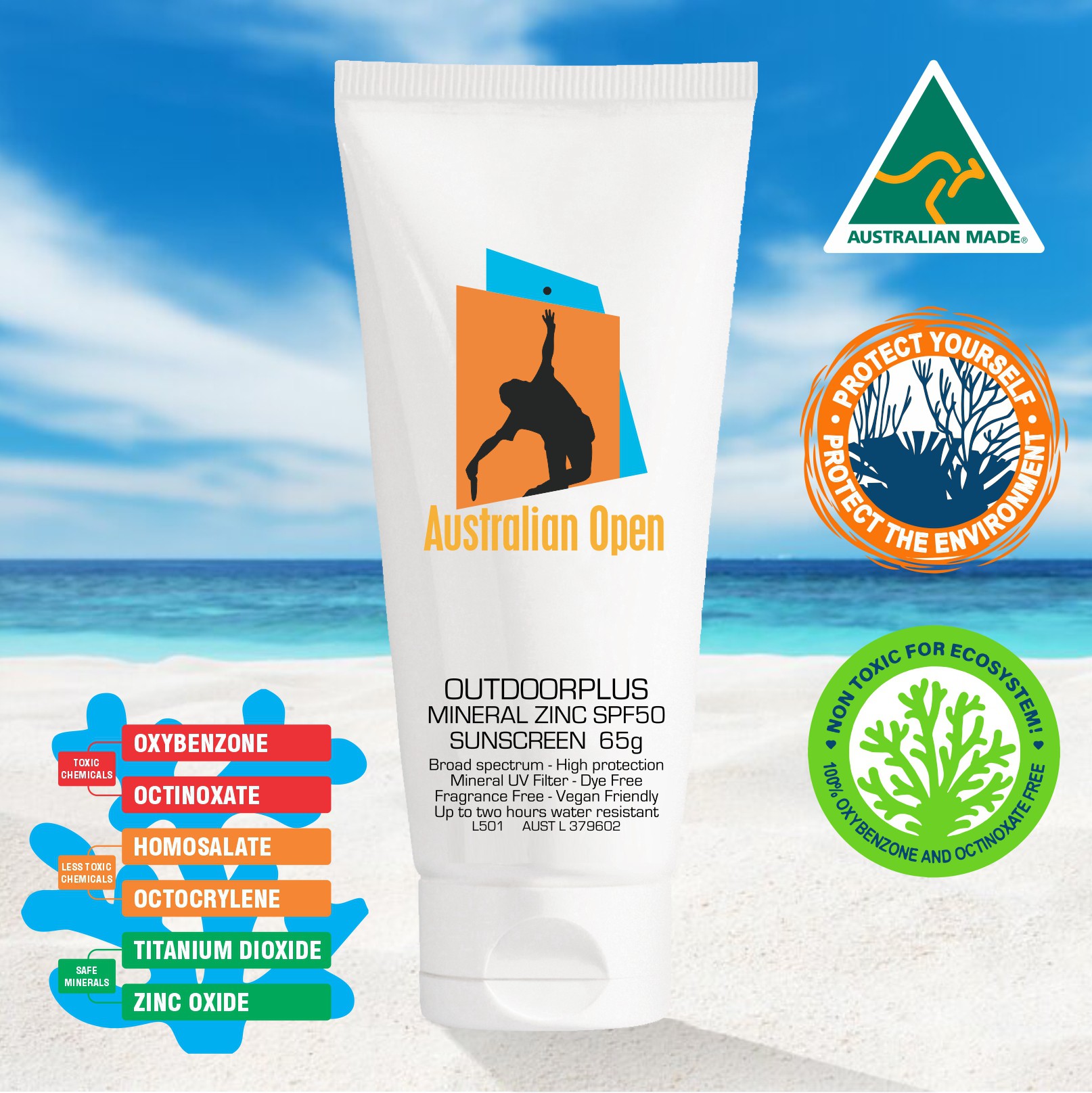 NEW MINERAL ZINC SPF50 SUNSCREEN Australian Made 65g