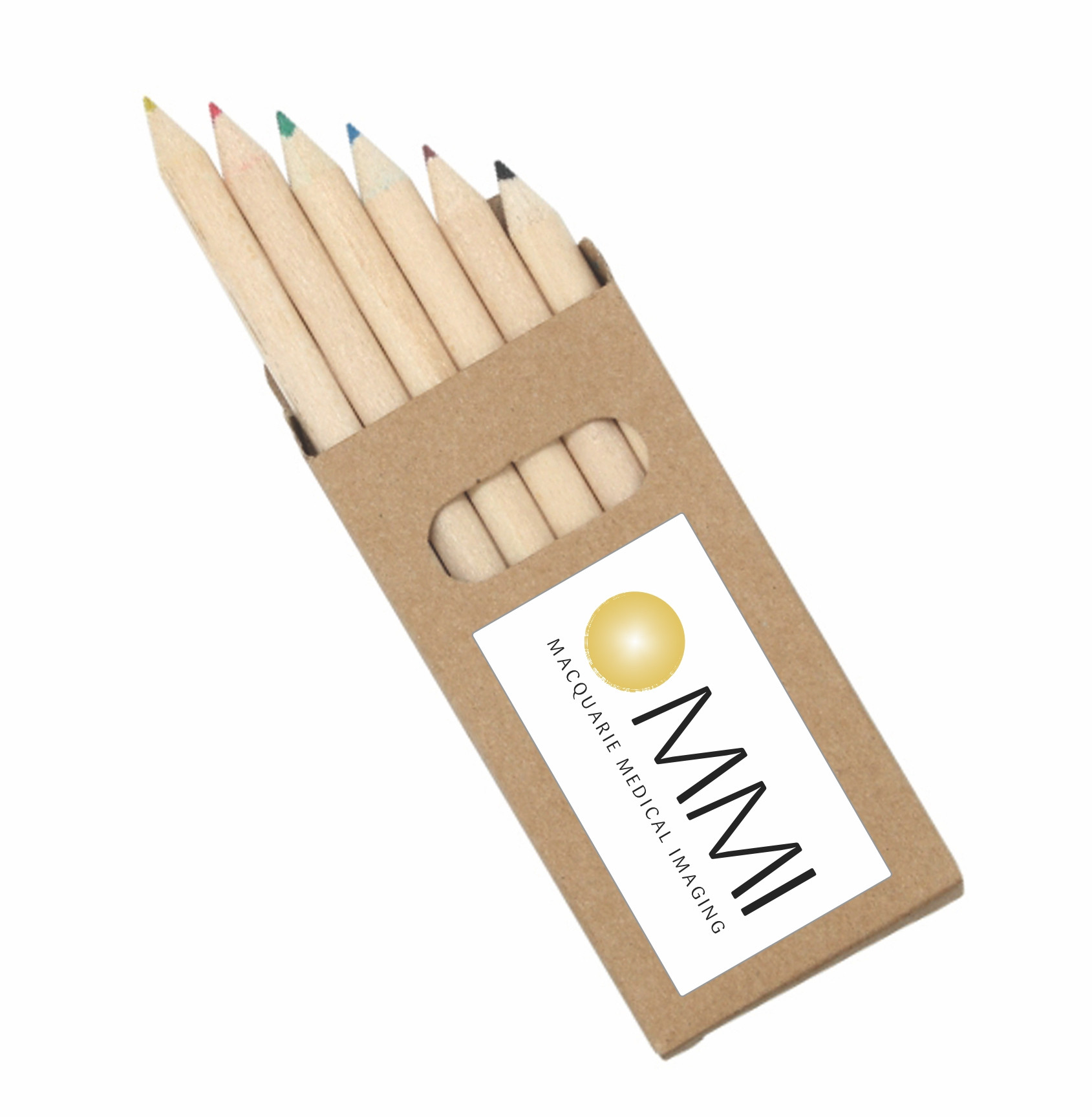 Half Pencils Colouring 6 Pack Natural Wood